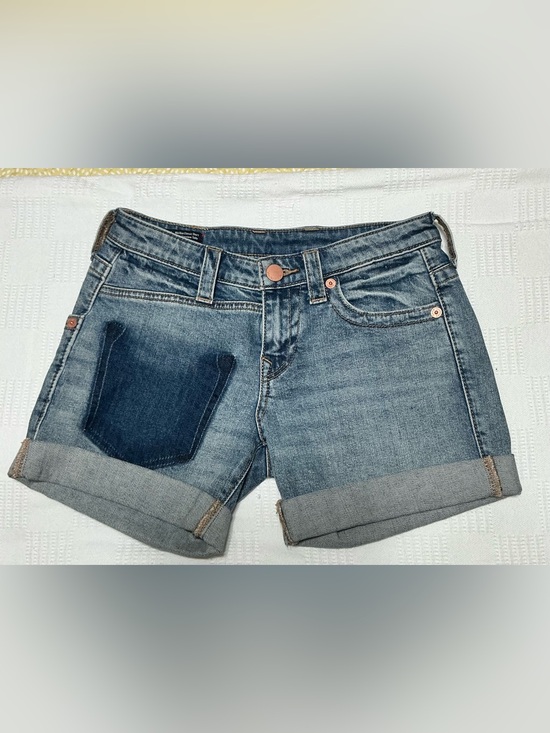 True Religion Pants - True Religion Jayde Mid Rise Classic Denim Shorts Cuffed Blue 26